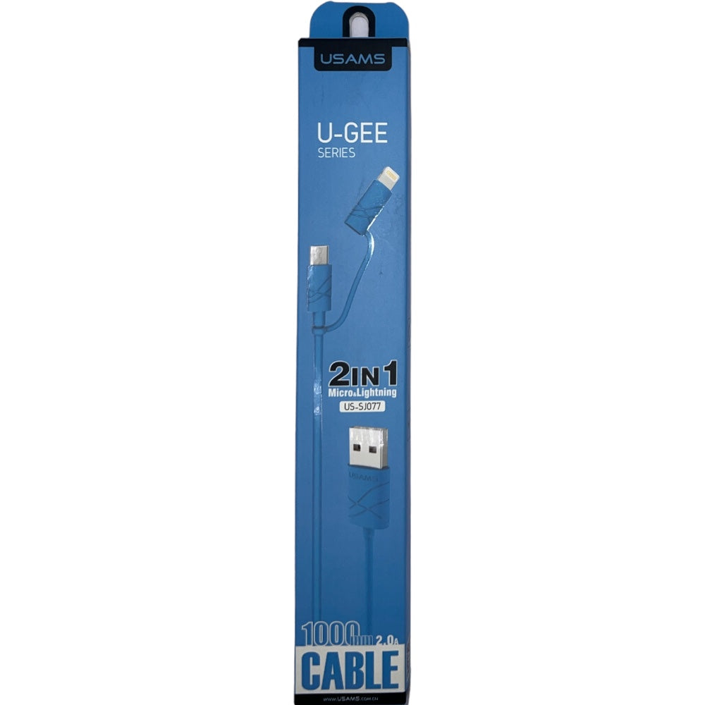 CAVO 2 IN 1  MICRO LIGHTNING 1MT BLUE USSJ077