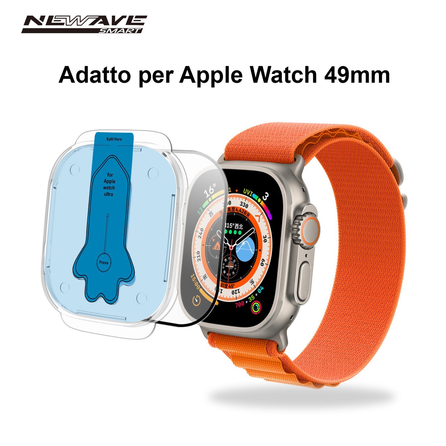 APPLE WATCH PELLICOLA CLEAR NANOFLEX 49MM + KIT