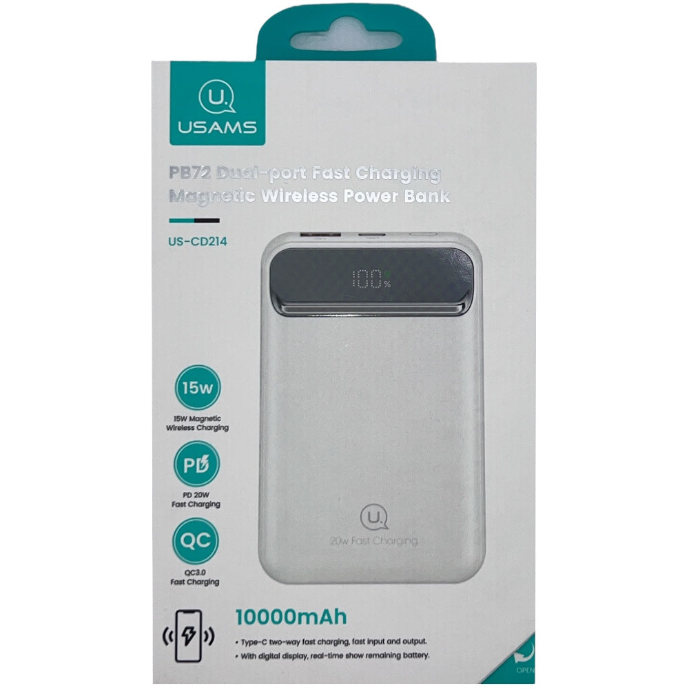 POWER BANK 10000AH DOPPIA PORTA 20W BIANCA US PB72