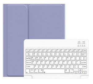 IPAD 7TH 8TH 9TH CUSTODIA PURPLE + KEYBOARD WHITE