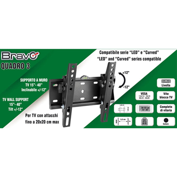 SUPPORTO PER TV QUADRO 3 15 40 POLLICI BRAVO