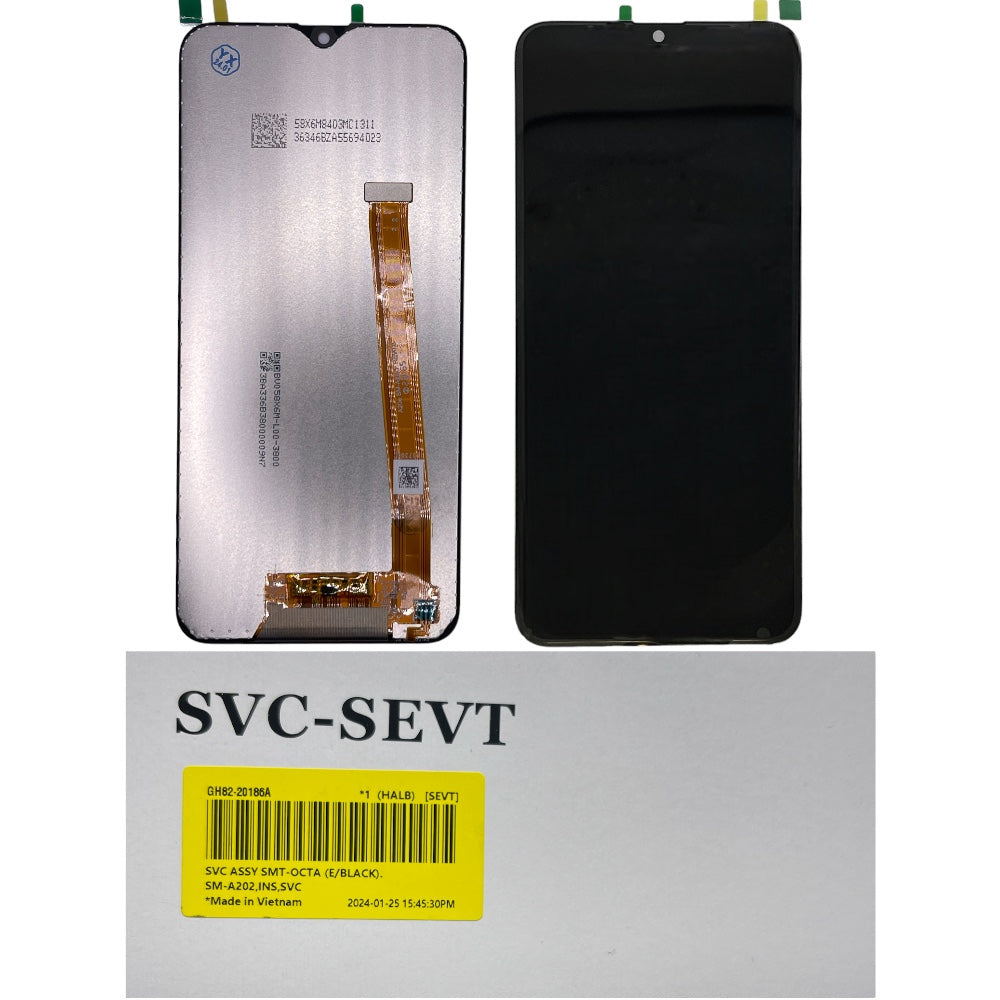 GALAXY A20E LCD SERVICE PACK BLACK SENZA FRAME