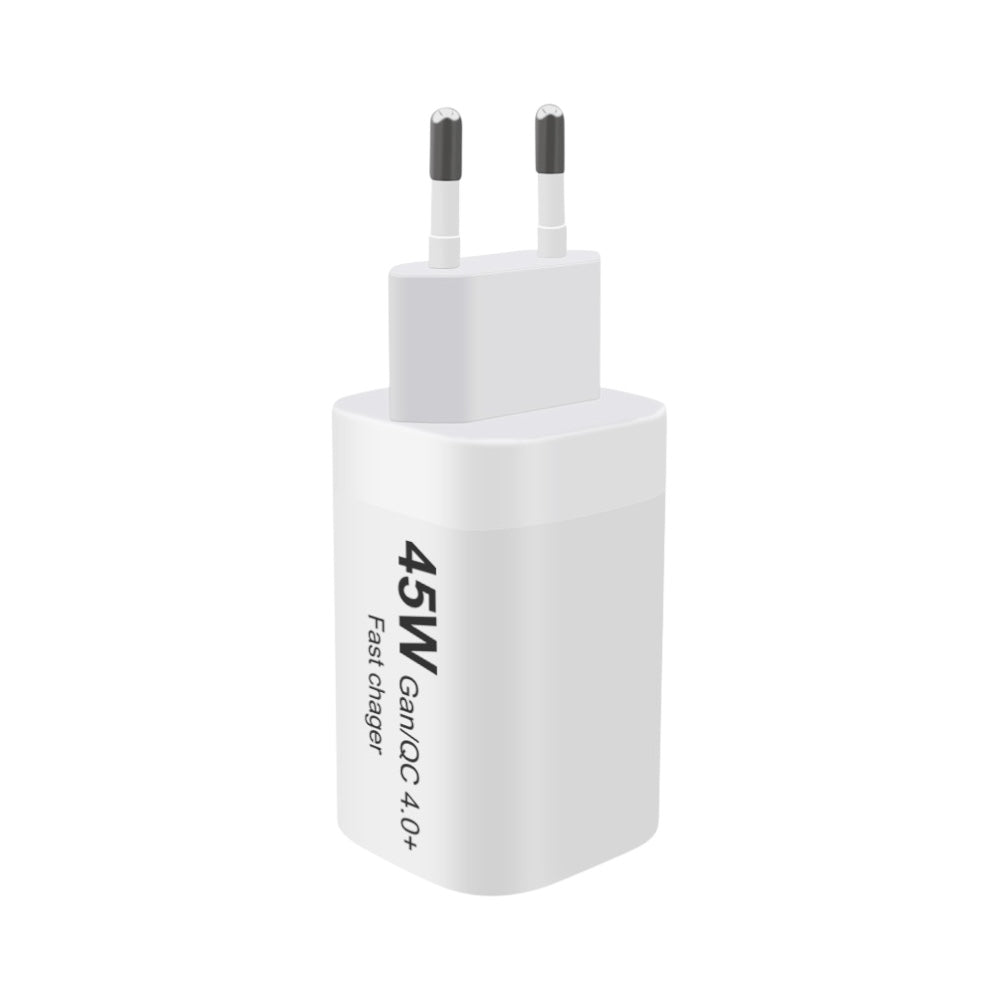 ALIMENTATORE BIANCO 45W GAN/QC 4.0+ FAST 2 TYPE-C