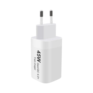 ALIMENTATORE BIANCO 45W GAN/QC 4.0+ FAST 2 TYPE-C