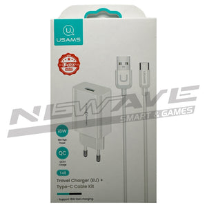 ALIMENTATORE + CAVO TYPE C USAMS T48 WHITE