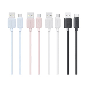 CAVO TYPE-C 3A STRIPED DATA CABLE USSJ688 1M WHITE