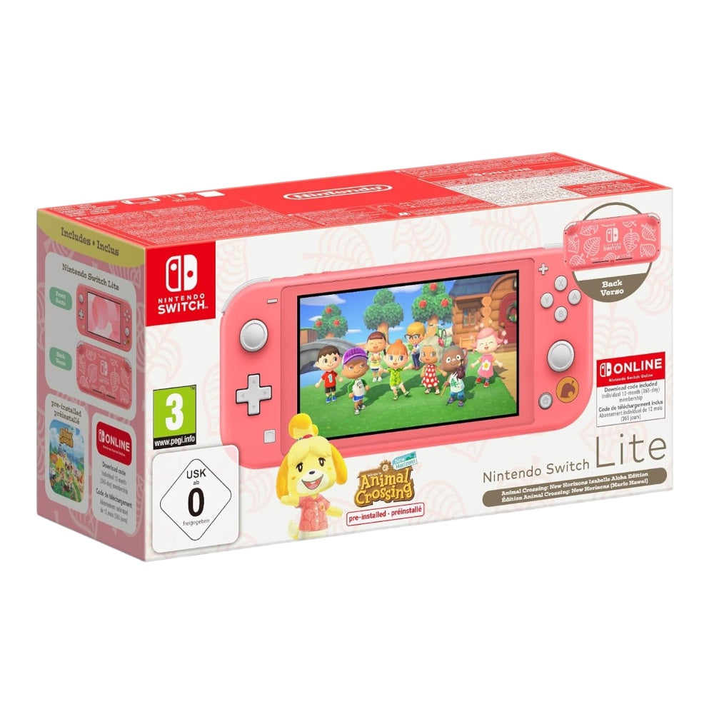 NINTENDO SWITCH LITE CORAL + ANIMAL CROSSING