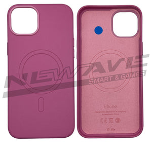 IPHONE 15 PLUS CUSTODIA IN PELLE FUCSIA