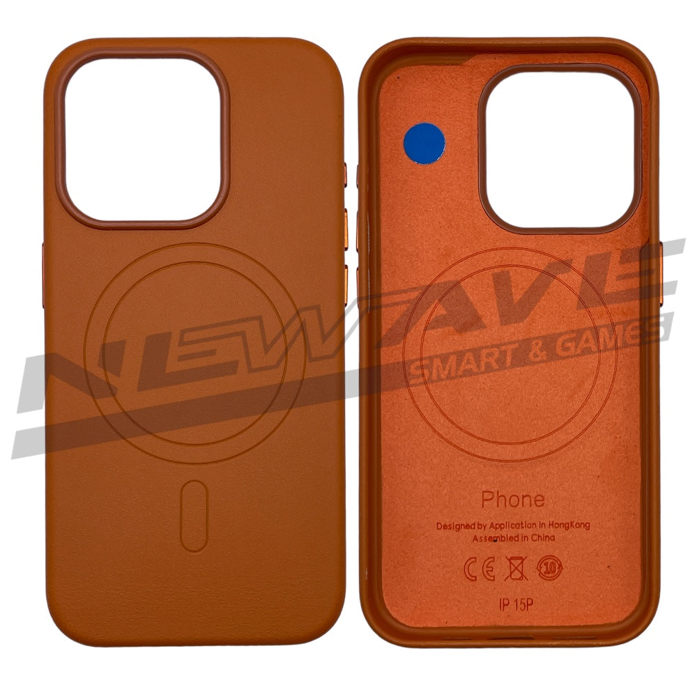 IPHONE 15 PRO CUSTODIA IN PELLE GOLDEN BROWN