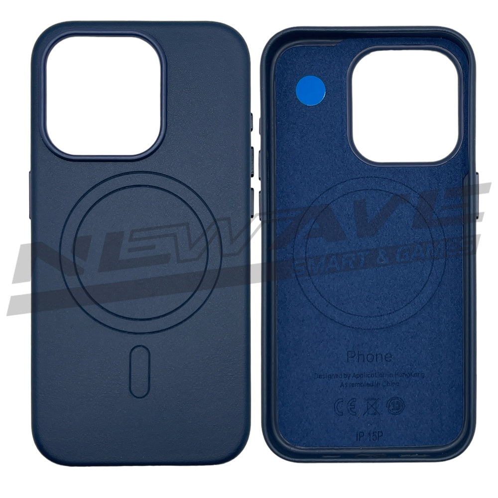 IPHONE 15 PRO CUSTODIA IN PELLE INDAGO BLUE