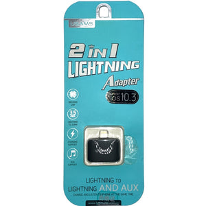 IPHONE ADAPTER LIGHTNING E AUX 2 IN 1 USAMS BLACK