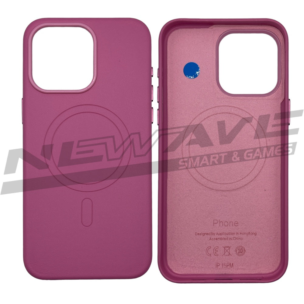 IPHONE 15 PRO MAX CUSTODIA IN PELLE FUCSIA