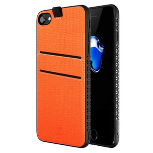 IPHONE 7 CUSTODIA LANG + FESSURA CARTE ARANCIO BAS